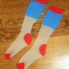 Gedragen Pantykousen blauw met rood