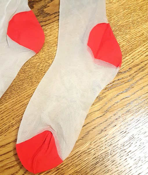 Gedragen Pantykousen blauw met rood - Afbeelding 2