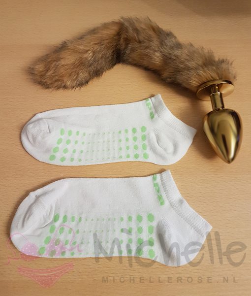 Witte enkelsokjes met groen van kappa