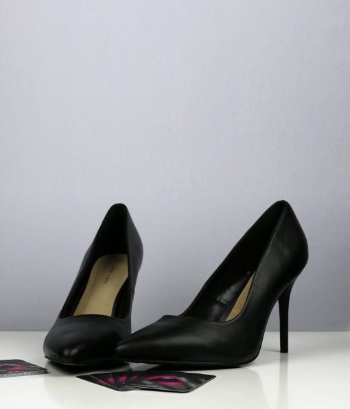 Lederlook pumps met puntneus