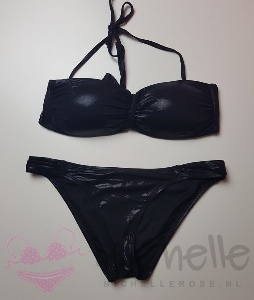 Zwarte glans bikini