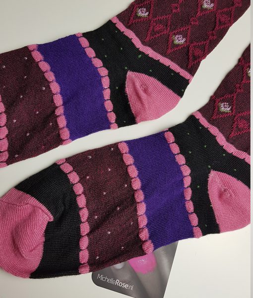 Leuke gedragen sokken -paars met roze - Afbeelding 2