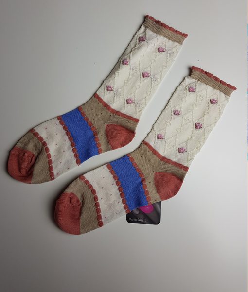 Leuke gedragen sokken - wit bruin blauw