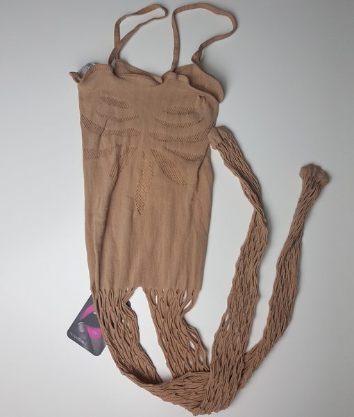 Huidkleurige catsuit met dichte kruis