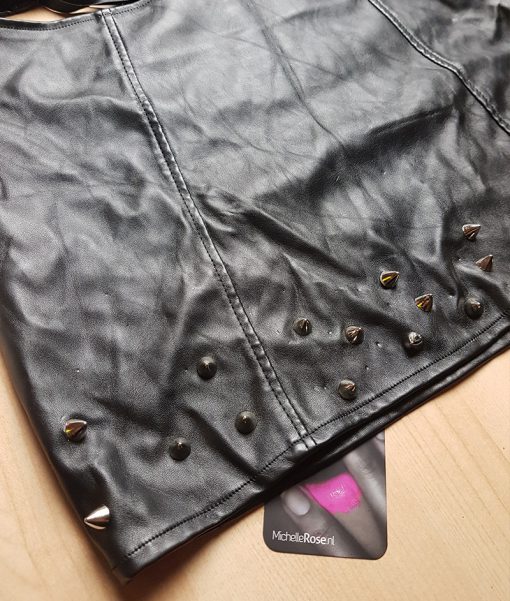 Kinky lederlook corset en rokje met studs - Afbeelding 3