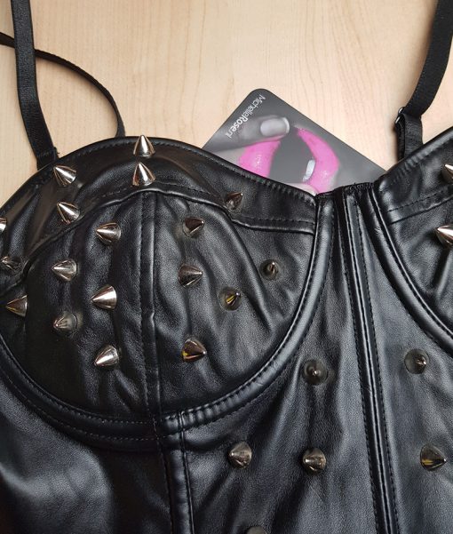 Kinky lederlook corset en rokje met studs - Afbeelding 4