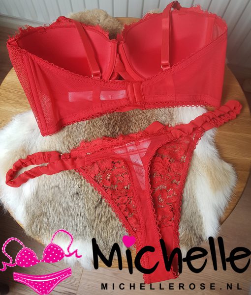 Sexy rood kanten bh setje - Afbeelding 2