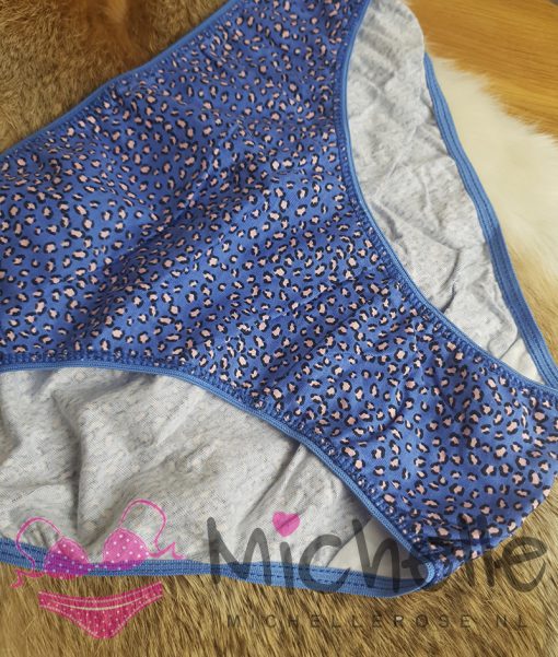 Blauw gedragen katoenen slipje met dierenprint - Afbeelding 2