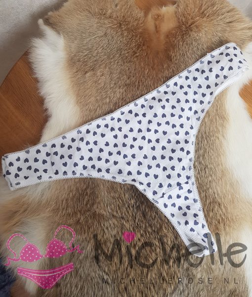 Witte katoenen string met hartjes