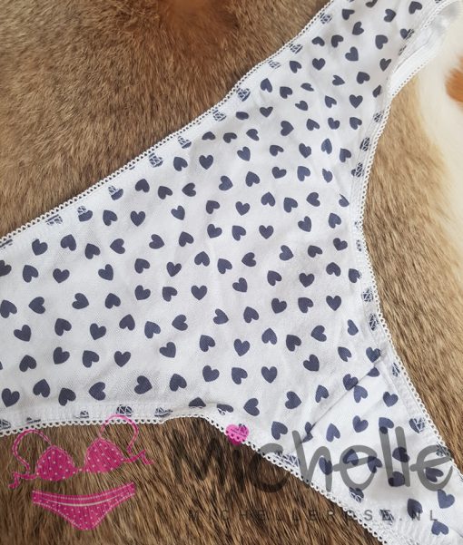 Witte katoenen string met hartjes - Afbeelding 2