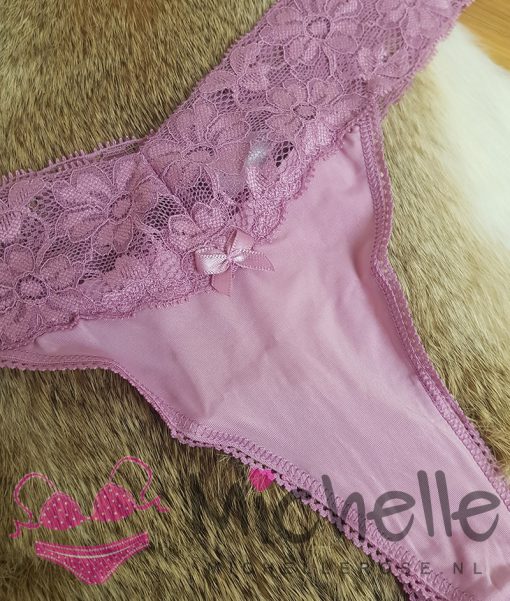 Zachte gedragen string roze met kanten rand - Afbeelding 2