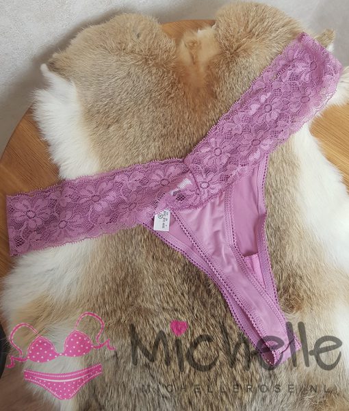 Zachte gedragen string roze met kanten rand - Afbeelding 3