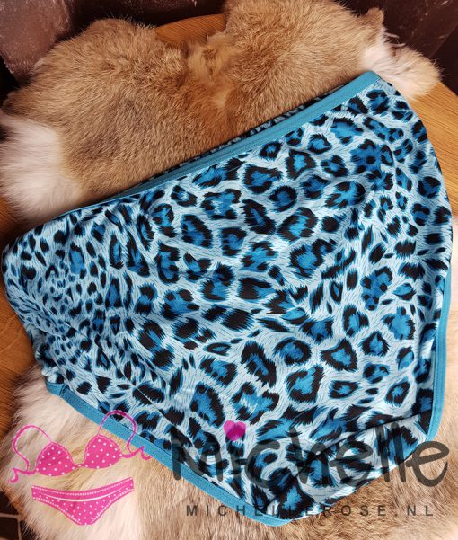 Schattig blauw panterprint gedragen slipje met satijnen strikje - Afbeelding 3
