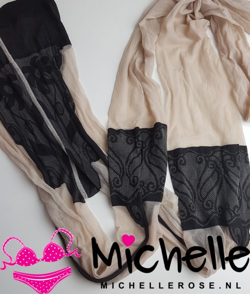 Gedragen fantasie panty met kousenmotief - Afbeelding 3