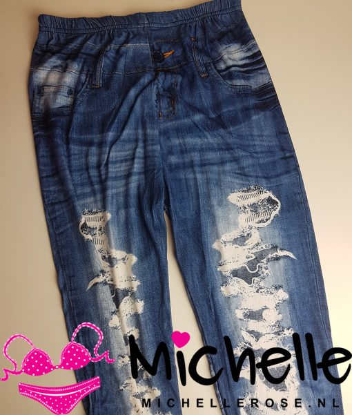 Leuke gedragen jeansprint legging - Afbeelding 2