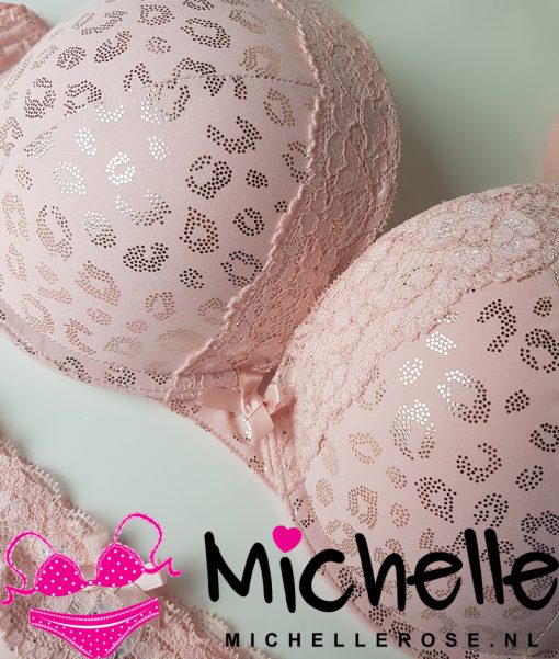 Schattig roze bh setje met glimmend panterprint - Afbeelding 3
