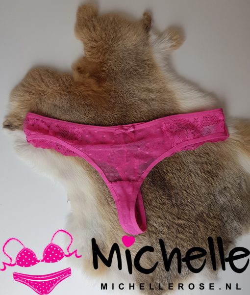Roze doorschijnende gedragen string