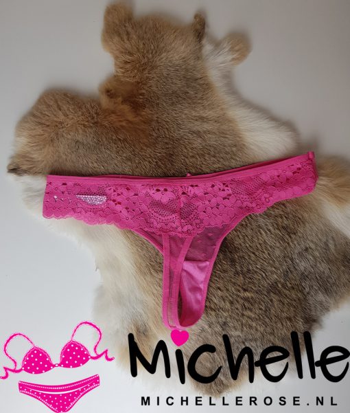 Roze doorschijnende gedragen string - Afbeelding 2