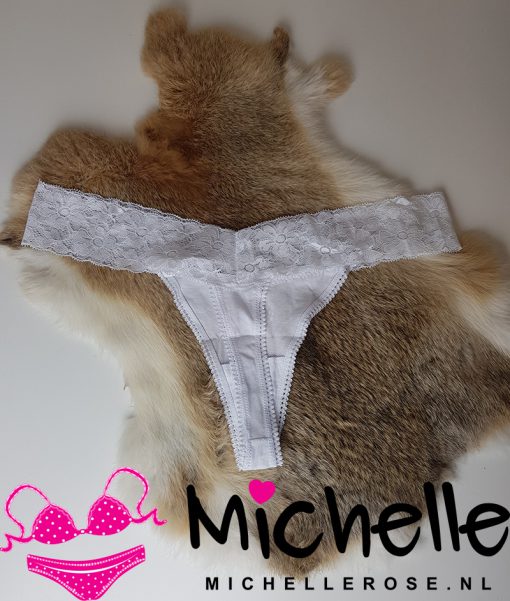 Witte gedragen string met hartje en love - Afbeelding 2