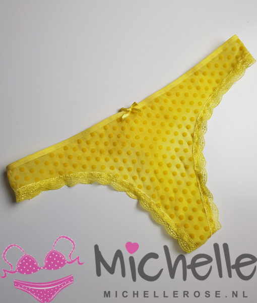 Gele doorschijnende string met stipjes