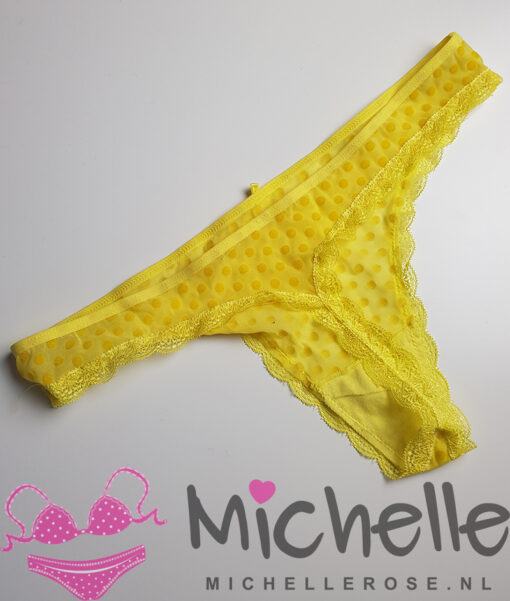 Gele doorschijnende string met stipjes - Afbeelding 2