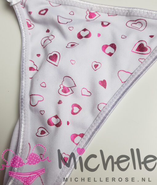 Witte string met hartjes - Afbeelding 2