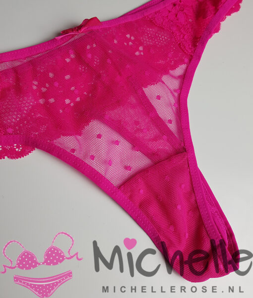 Roze doorschijnende string met kant - Afbeelding 3