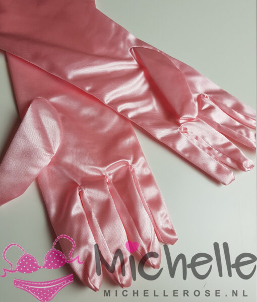 Roze glimmende handschoenen - Afbeelding 2