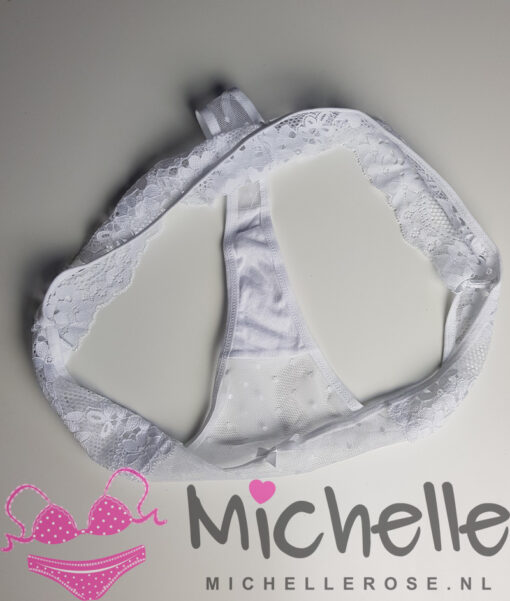 Witte doorschijnende string met kant - Afbeelding 2
