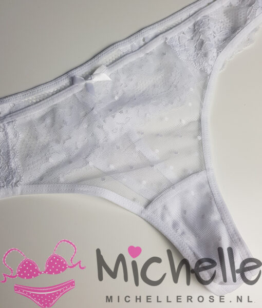 Witte doorschijnende string met kant - Afbeelding 3