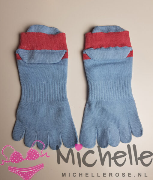 Gedragen teensokjes - Blauw met roze - Afbeelding 2