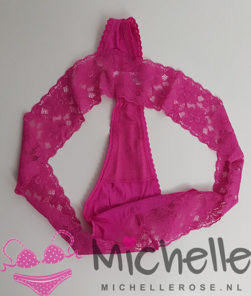 Zachte roze string met kanten rand - Afbeelding 2
