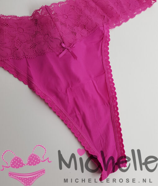 Zachte roze string met kanten rand - Afbeelding 3