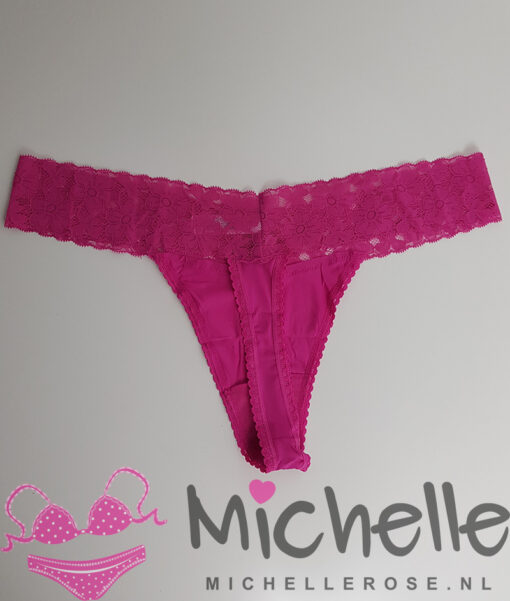 Zachte roze string met kanten rand - Afbeelding 4