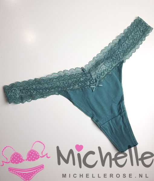 Sexy groene string katoen met kant