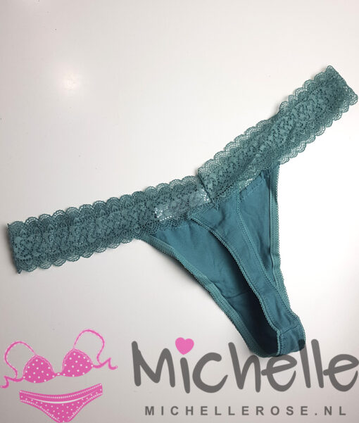 Sexy groene string katoen met kant - Afbeelding 4