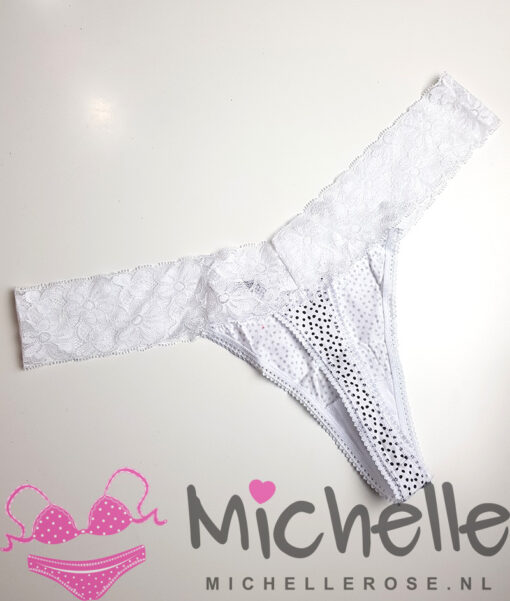 Sexy witte gedragen string met stipjes - Afbeelding 4