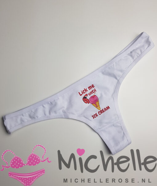 Gedragen witte string - Lick me until ice cream