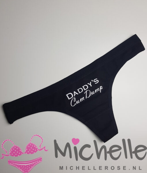 Gedragen zwarte string - Daddy's cum dump