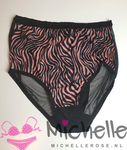 Hoge slip zwart roze zebraprint
