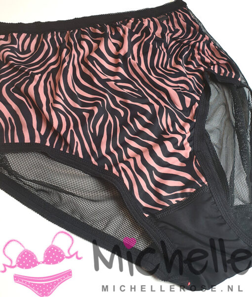 Hoge slip zwart roze zebraprint - Afbeelding 2