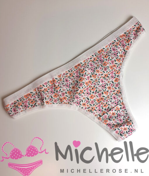 Schattige katoenen string met bloempjes