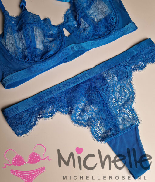 Blauw kanten bh setje - Afbeelding 2