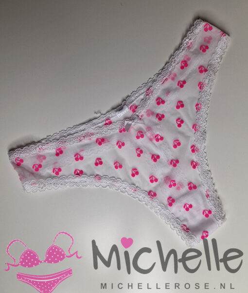 Doorschijnende witte string met kersjes