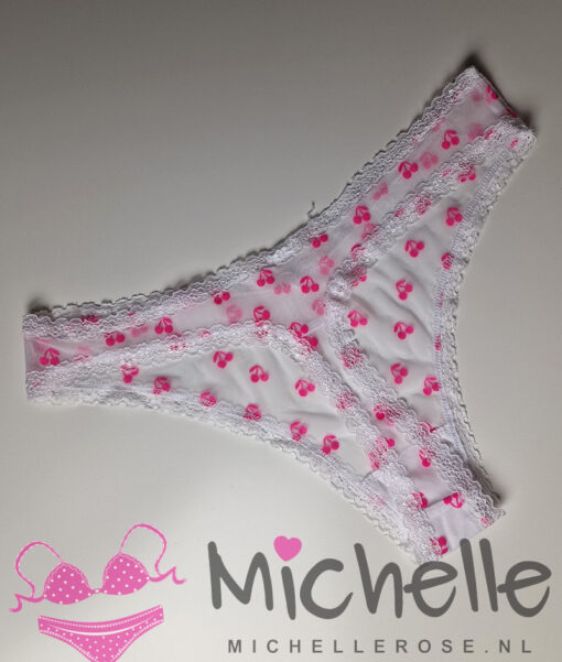 Doorschijnende witte string met kersjes - Afbeelding 2