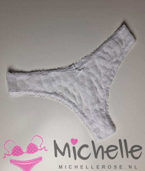 Witte string met kuslipjes