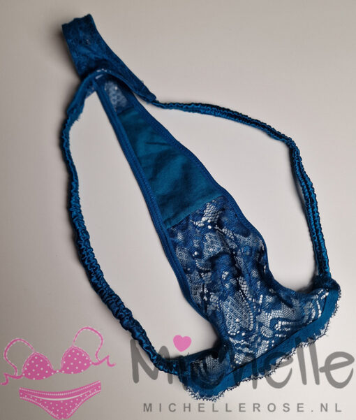 Gedragen string van blauw kant - Afbeelding 2